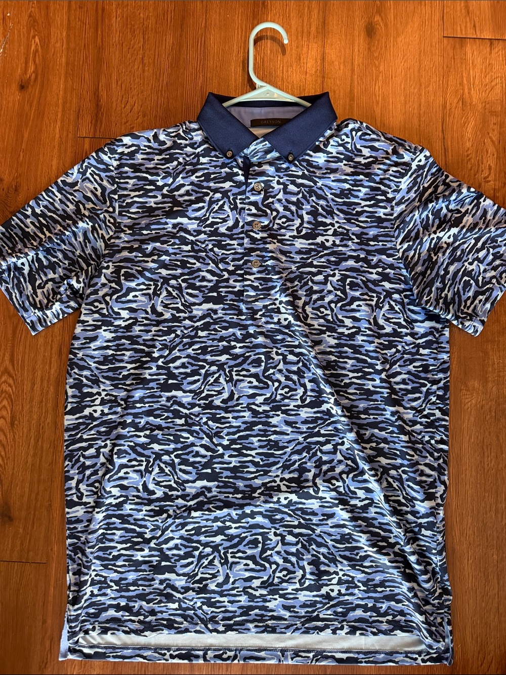 Greyson Navy and Light Blue Camo Polo